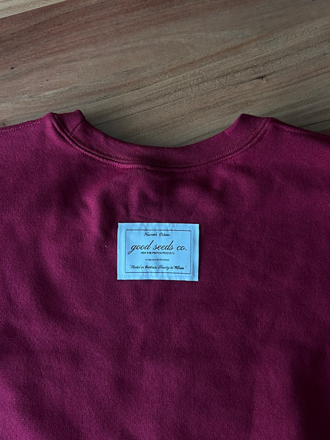 Embroidered Have a Good Day Crewneck in Burgundy